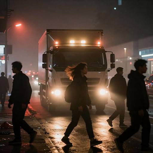 Urban Nighttime Scene with Dramatic Lighting