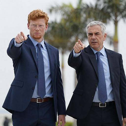 Serious Men in Suits with Palm Trees
