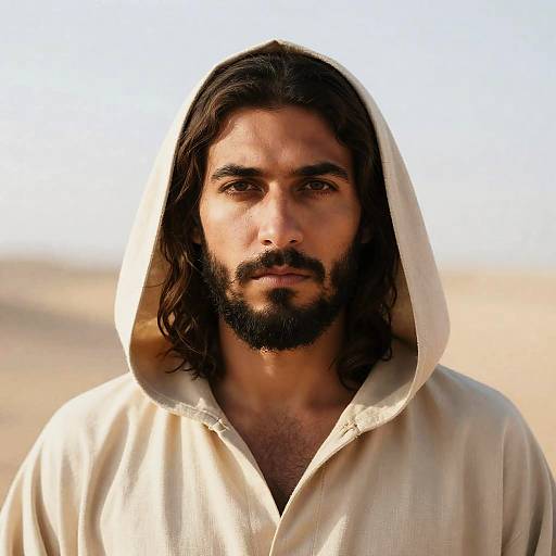 Contemplative Man in Desert Robe