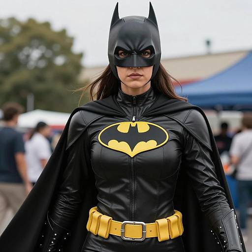 Woman in Black Batgirl Costume