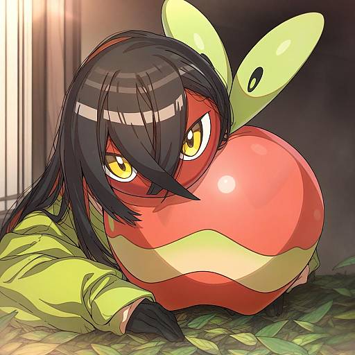 Illustration of Applin, pokemon in the style of Erere