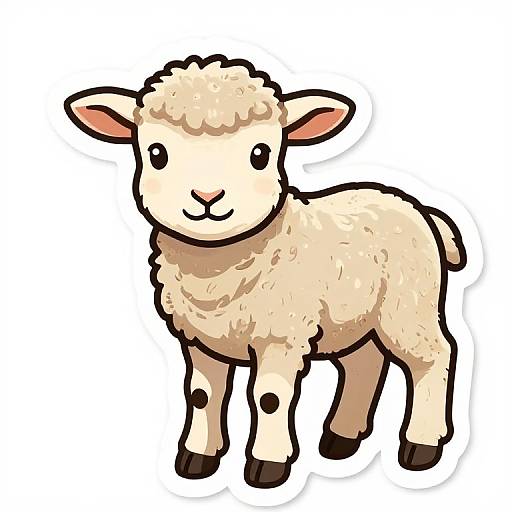 Peaceful Lamb Sticker Vector Portrait