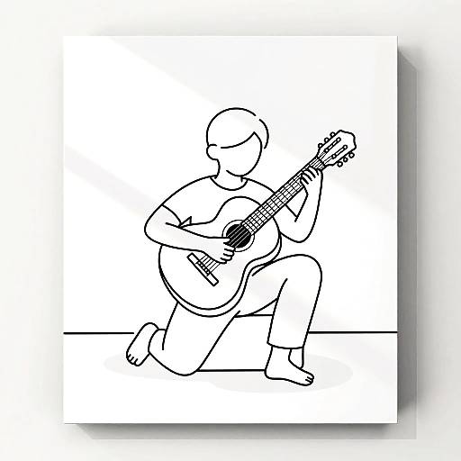 Minimalist Line Art Classical Guitarist