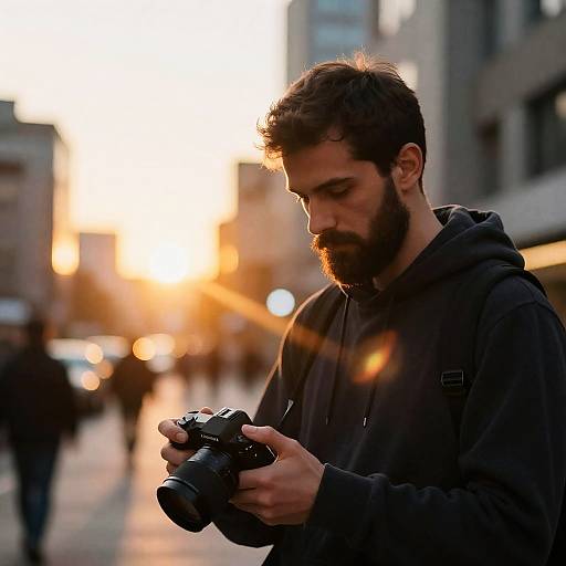 Urban Sunset Portrait of a Bearded Man