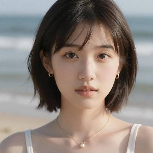 Short-Haired Beauty on Sunny Beach
