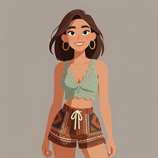 Bohemian Woman in Earth Tone Outfit