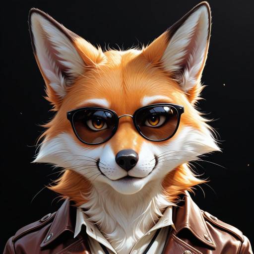 Stylish Fox in Leather Jacket Portrait Stylish Fox in Leather Jacket Portrait