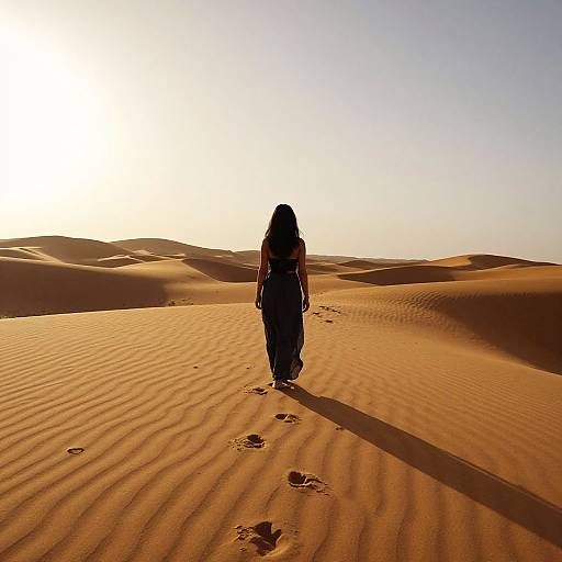 Woman Walking Through Golden Desert