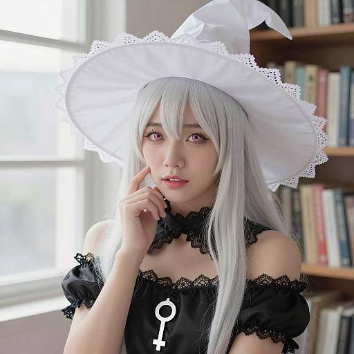 Asian Witch with Platinum Blonde Hair