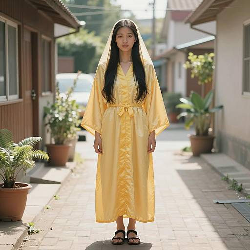 Sunlit Woman in Yellow Honey Costume