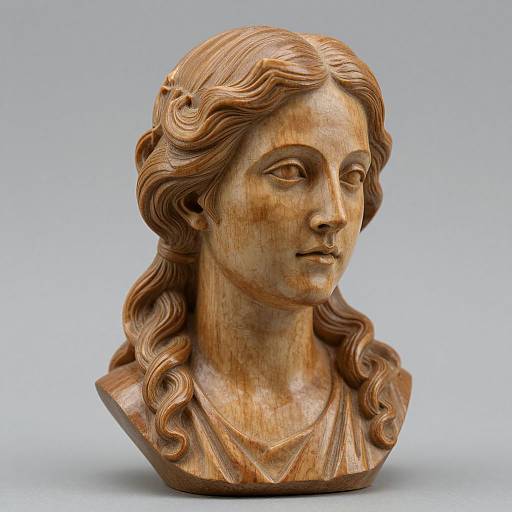Carved Wooden Bust of Woman