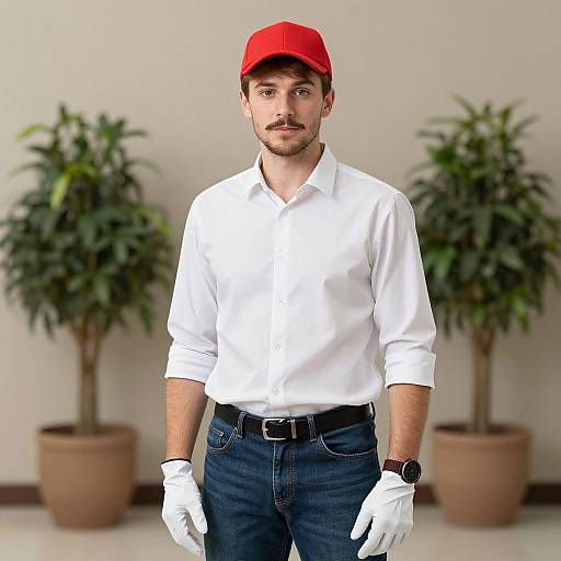 Pizza Delivery Guy in Denim Outfit