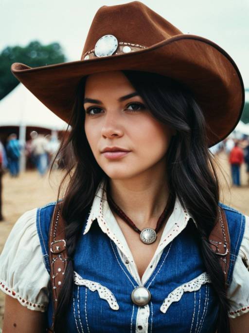 Woman in Cowgirl Costume at Festival