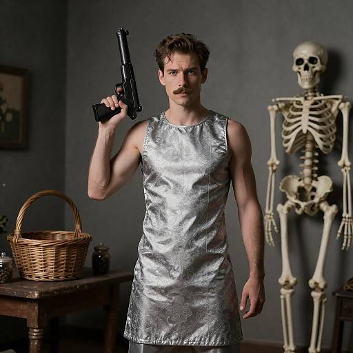 Mysterious Man in Silver Dress