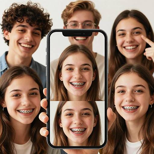 Diverse Friends with AR Braces Filter