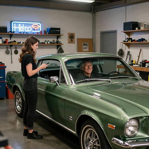 1960s Green Mustang in Cluttered Garage