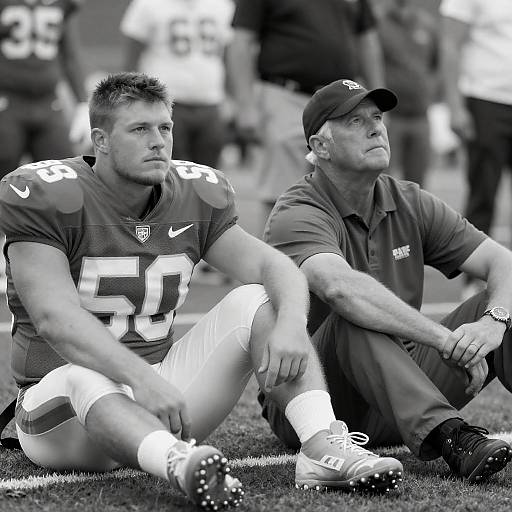 Serious Moment: Football Player and Mentor