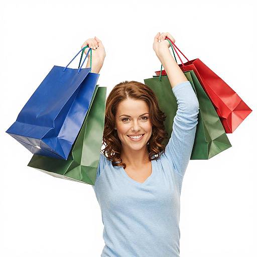 Cheerful Shopper with Colorful Bags