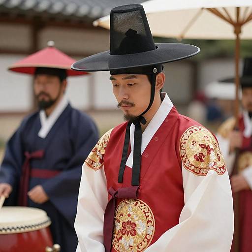 Traditional Korean Attire in Outdoor Scene