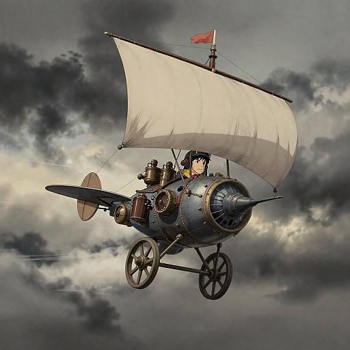 Steampunk Aviator on Mechanical Bird