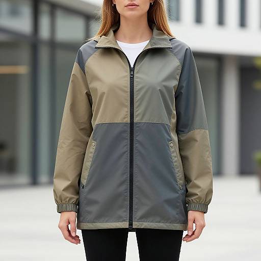 European Woman in Stylish Urban Windbreaker