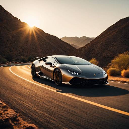 Lamborghini Huracan EVO on Desert Road at Sunset