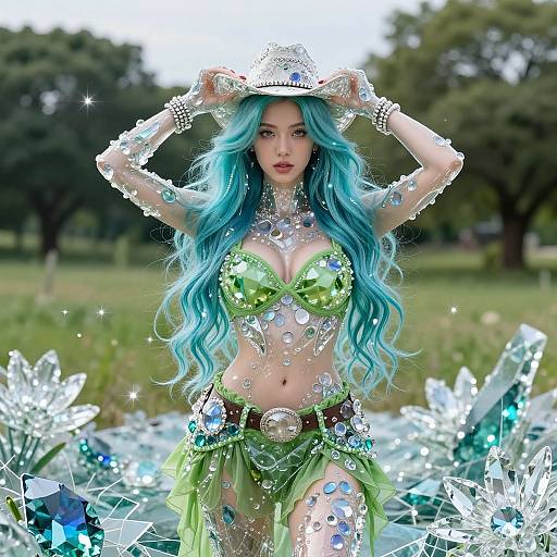 Crystalized Gemstone Girl in Nature