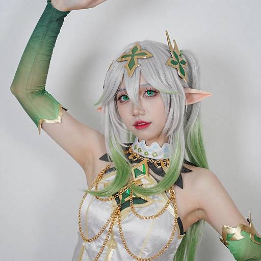 Elegant Cosplayer with Gold Jewelry
