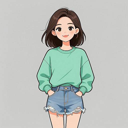 Smiling Woman in Casual Mint Sweatshirt