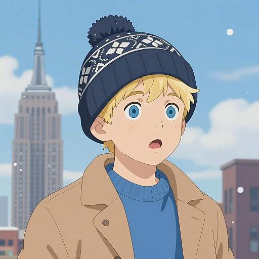 Surprised Boy in Winter Wonderland