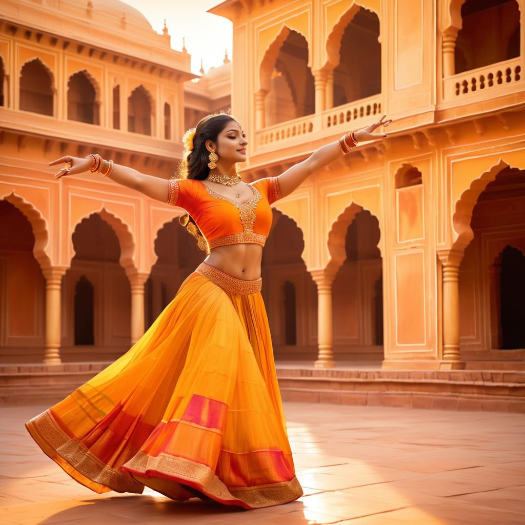 Majestic Indian Dancer in Golden Courtyard