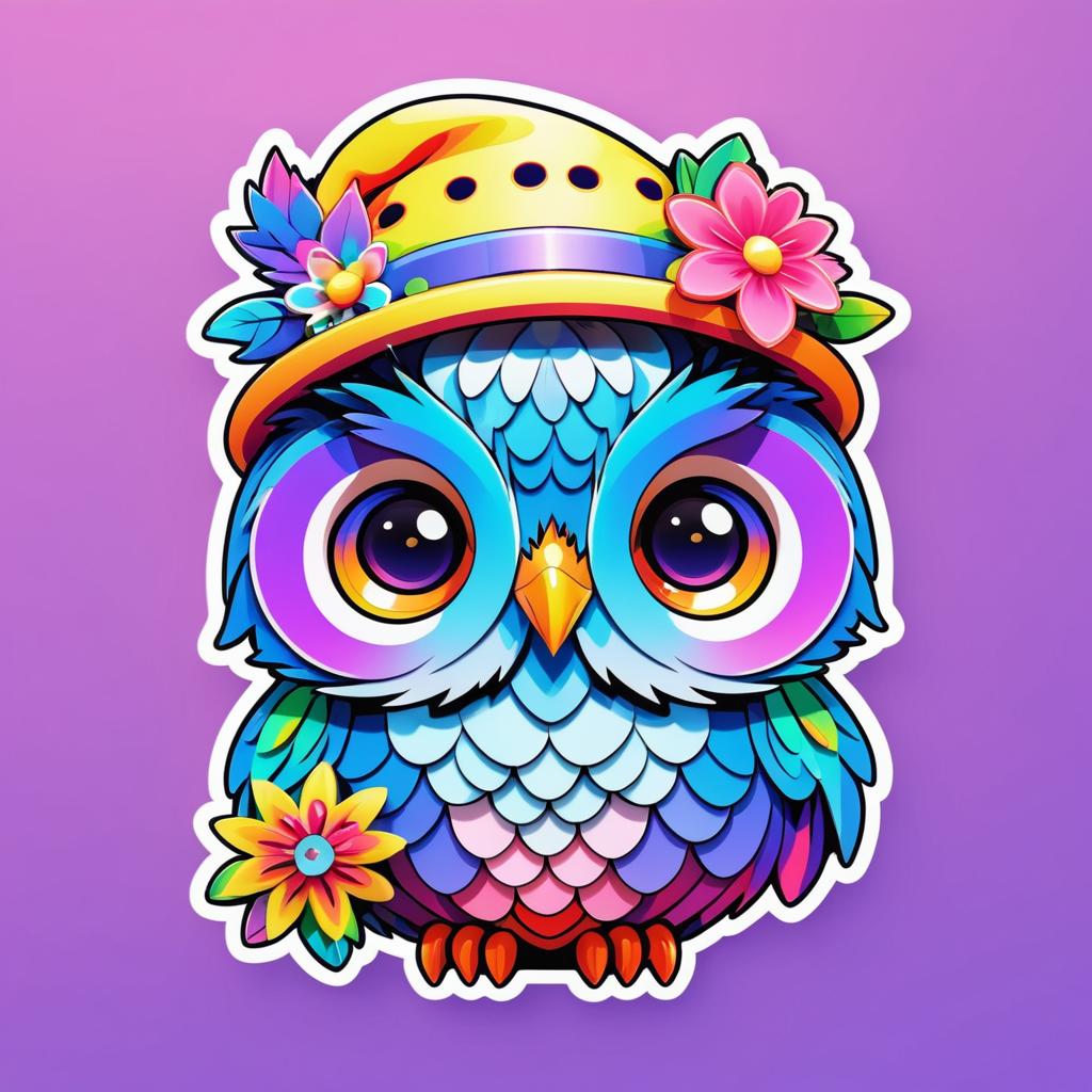 Vibrant Kawaii Owl Sticker Design