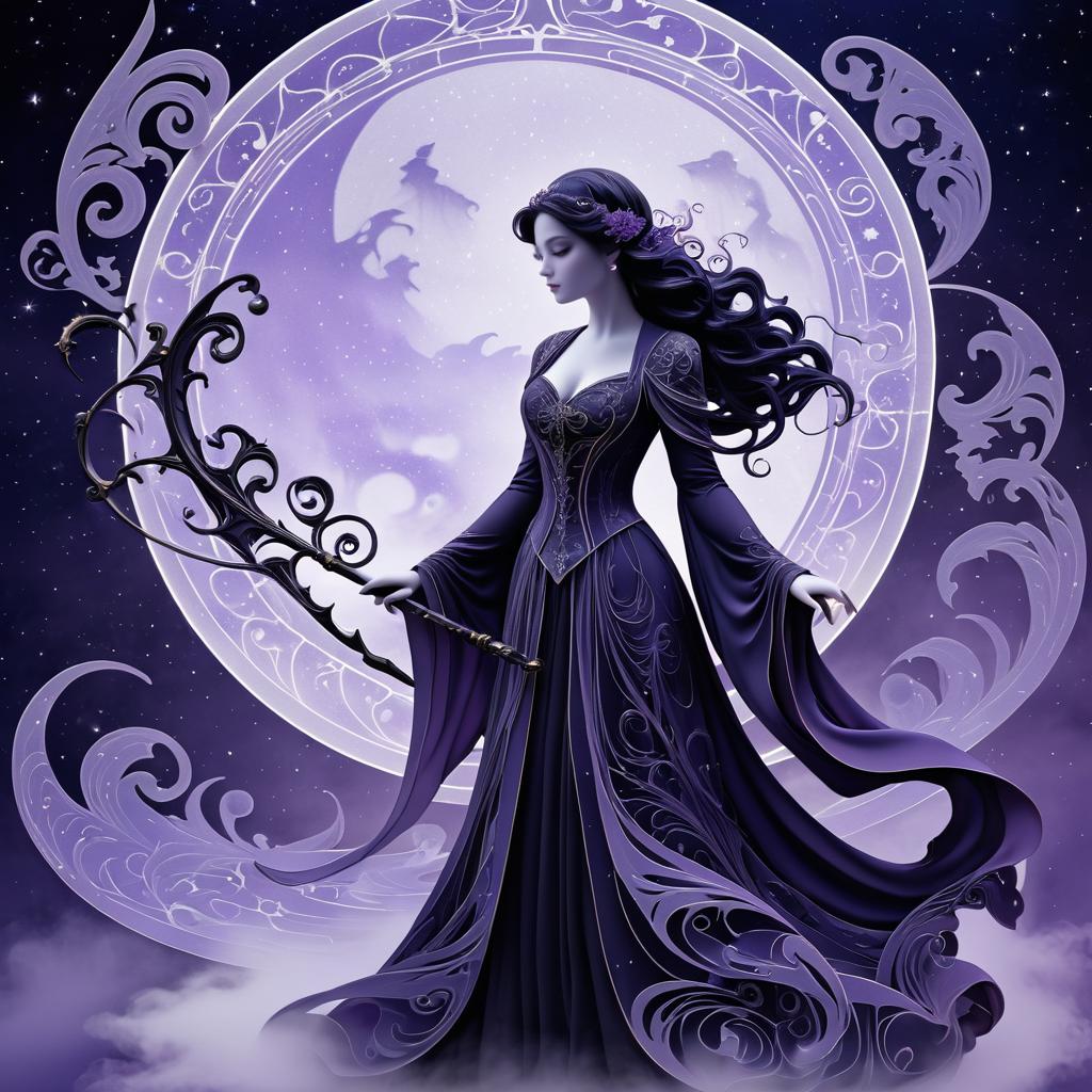 Ethereal Ghostly Maiden in Lavender Ink