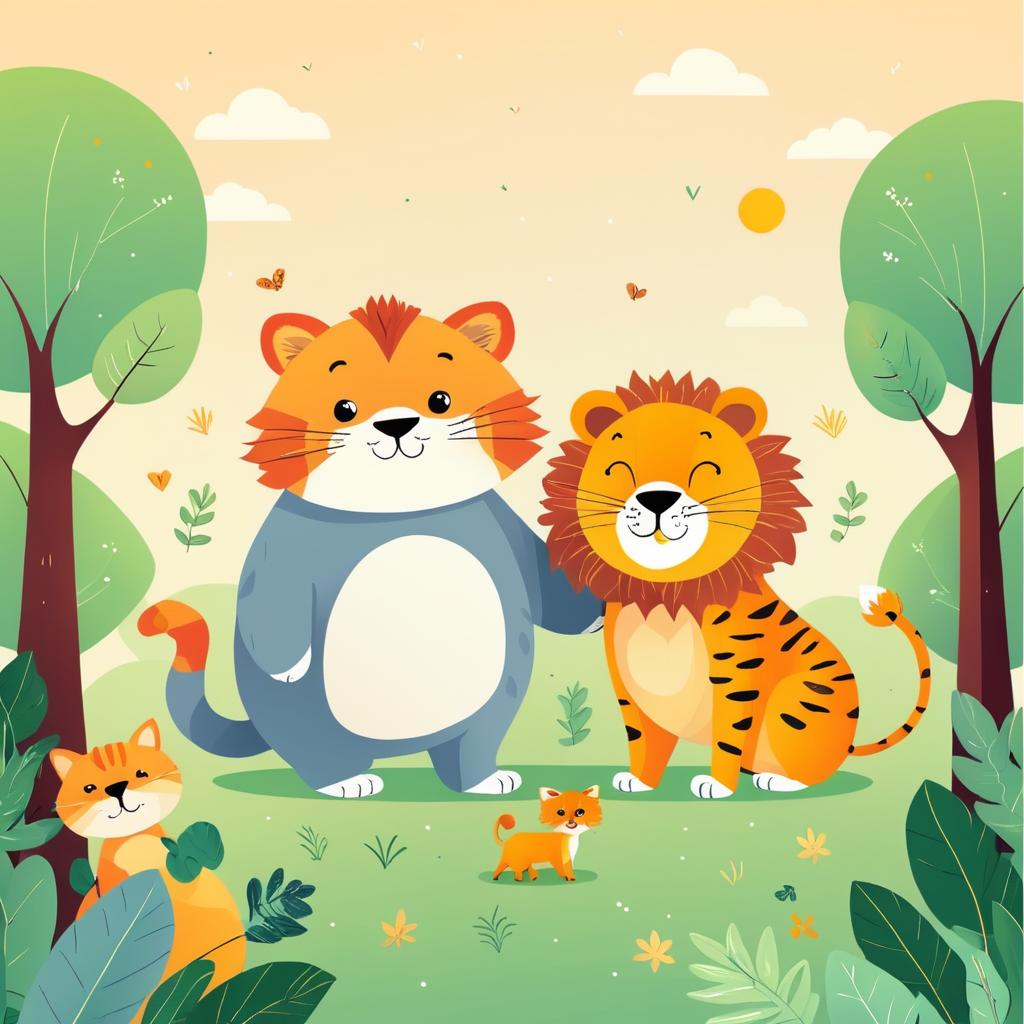 Whimsical Friendship: Cat, Lion, Koala