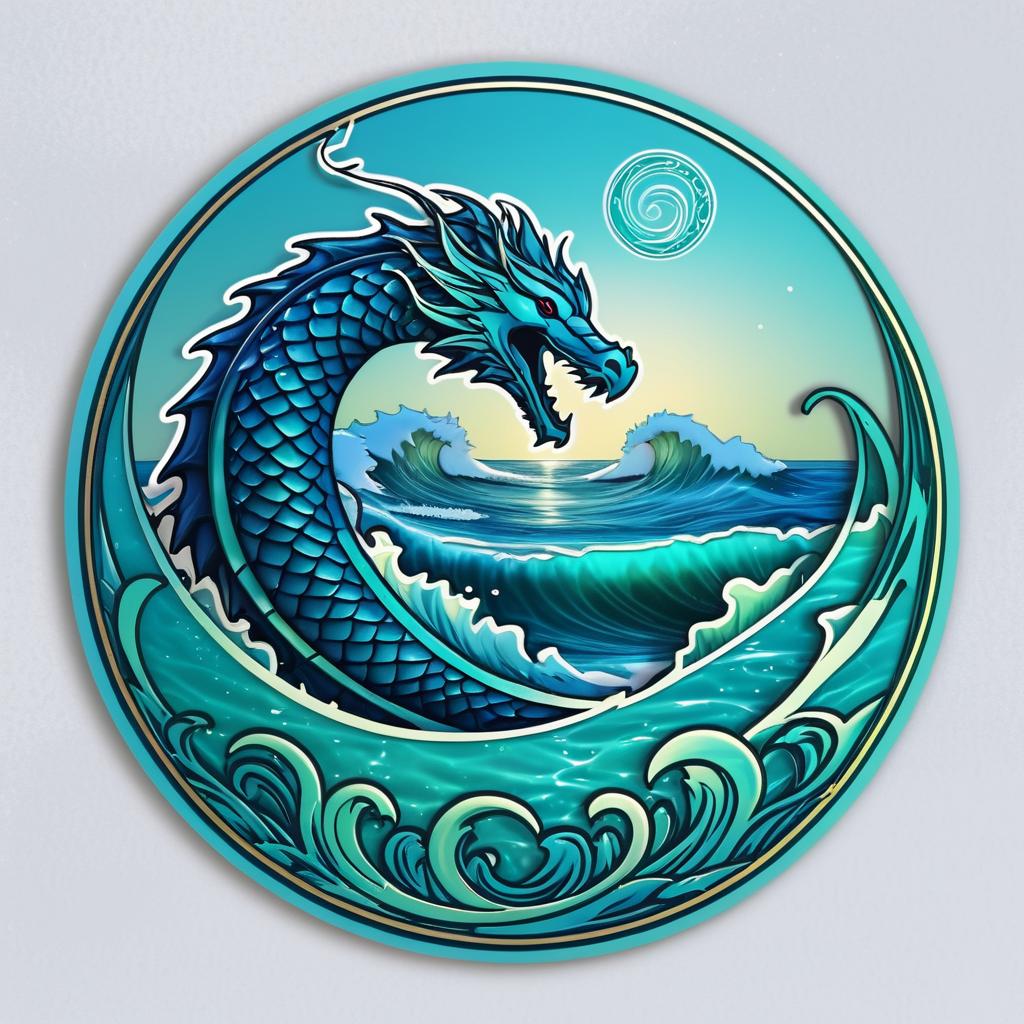 Stereoscopic Fantasy Sea Serpent Sticker