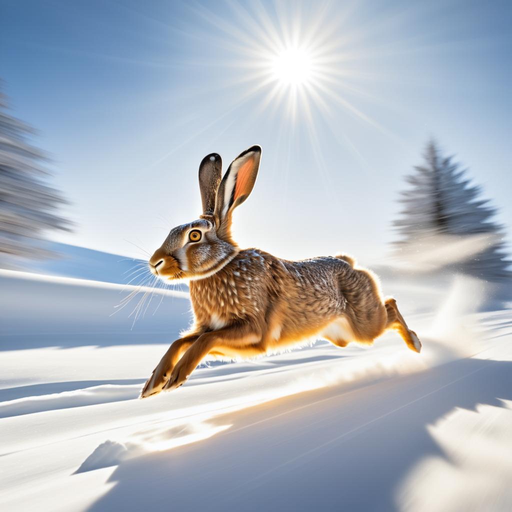 Dynamic Macro Shot of a Running Hare