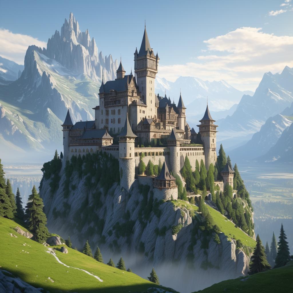 Ancient Castle Amidst Majestic Mountains