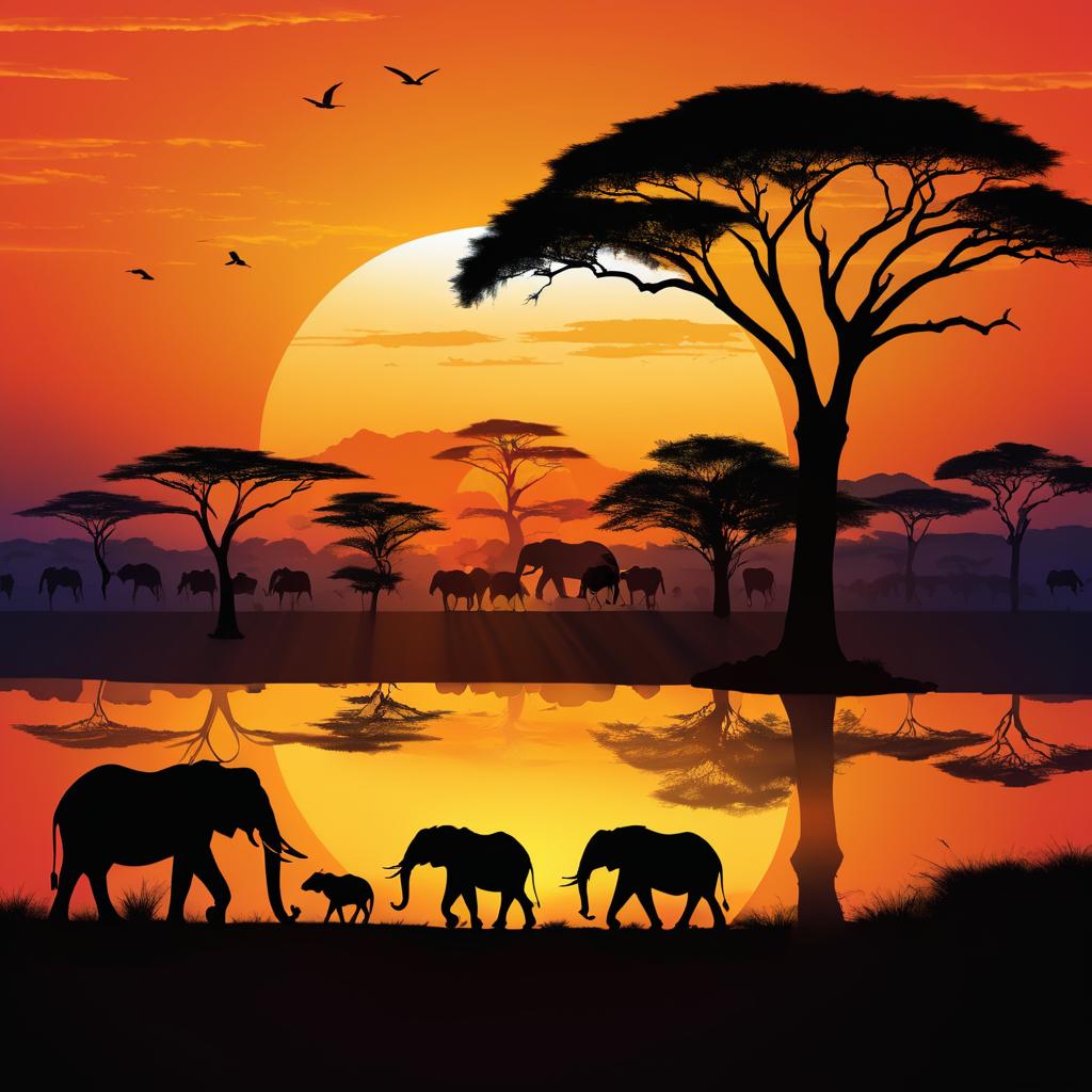 Majestic African Wildlife at Sunrise