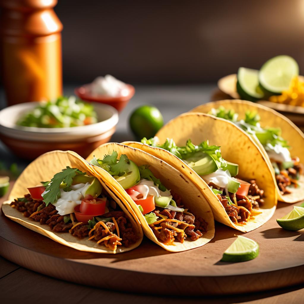 Vibrant Photorealistic Mexican Tacos Image