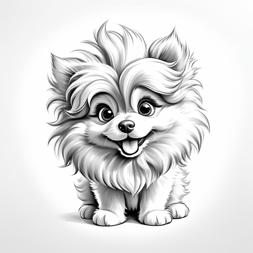 Playful Puppy Caricature Pencil Drawing