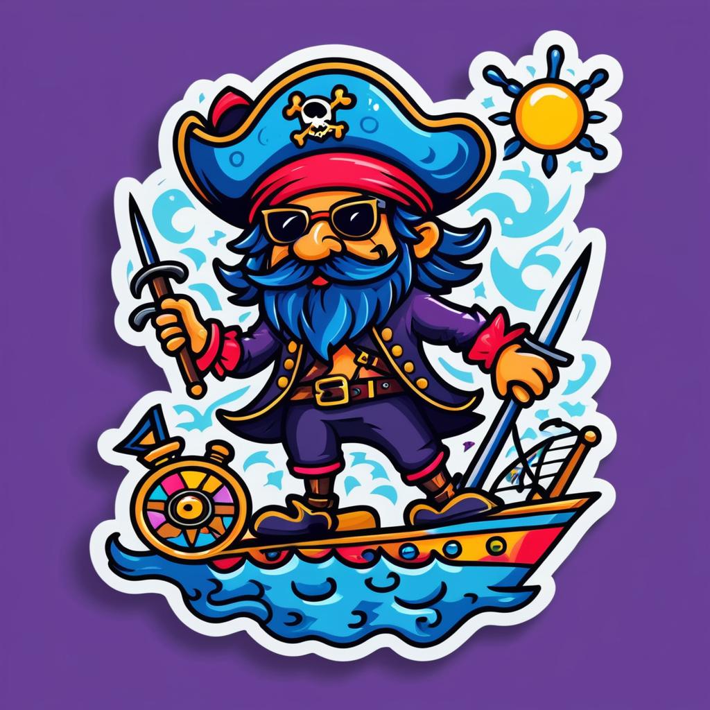 Whimsical Pirate Sticker Art Design