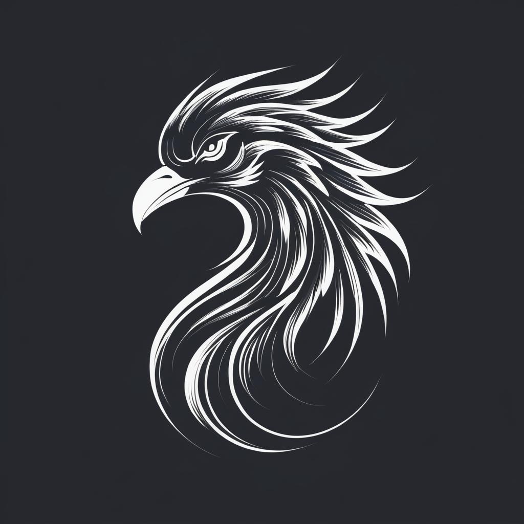 Minimalist Charcoal Phoenix Illustration Design