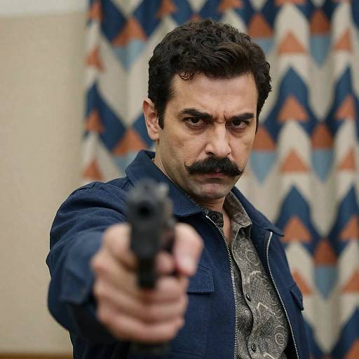 Dramatic Portrait of a Gun-Wielding Man