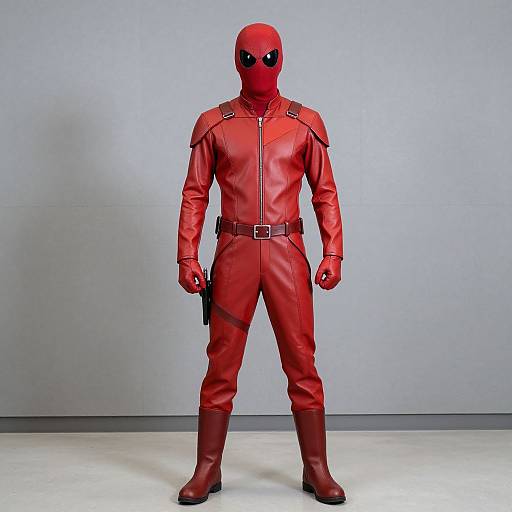 Red Arrow Leather Costume Pose