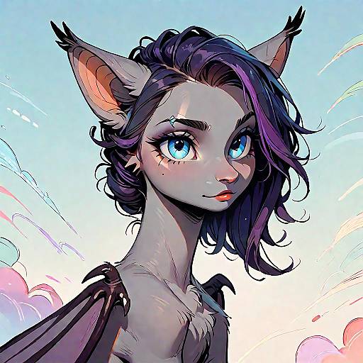 Bat Pony with Blue Eyes and Purple Hair