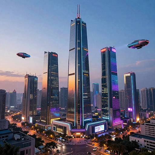 Futuristic Neon Cyberpunk Cityscape