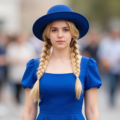 Royal Blue Dress Blonde Girl Portrait