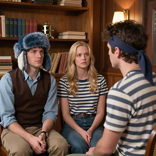 Three Young Adults in Wooden Room