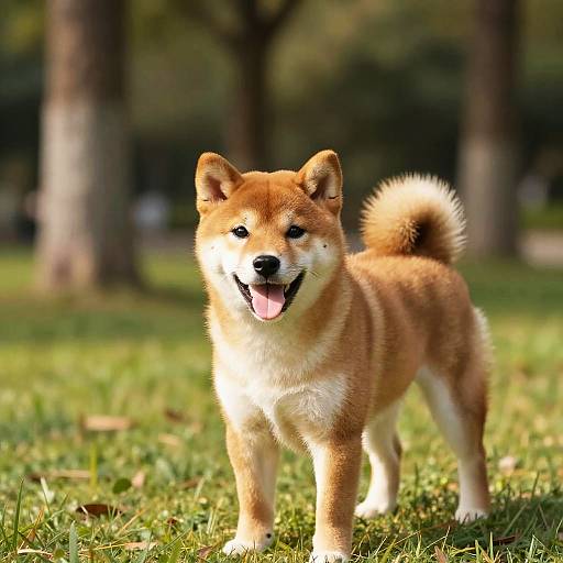 Warm Sunlit Playful Shiba Puppy