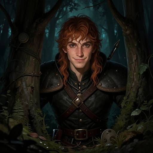 Fantasy Ranger in Art Nouveau Forest